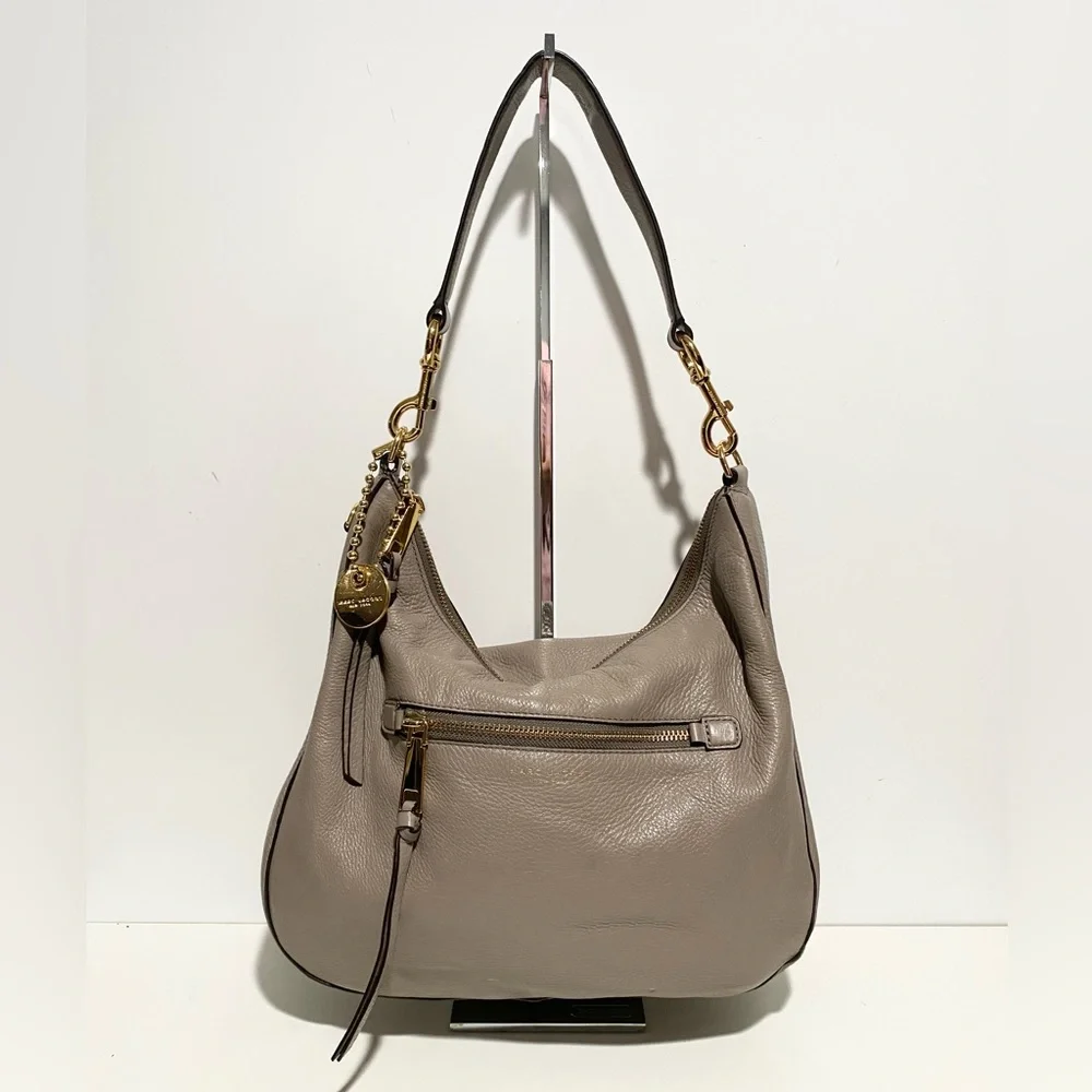 Marc Jacobs Taupe Leather Hobo Bag with Gold Hardware